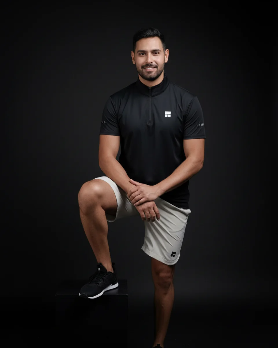 Courts 35% campaign — Menswear / seated black polo portrait