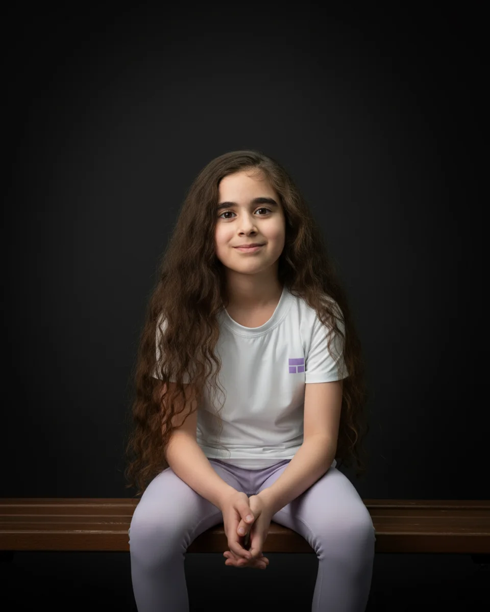 Courts 35% campaign — Kidswear / seated white shirt portrait