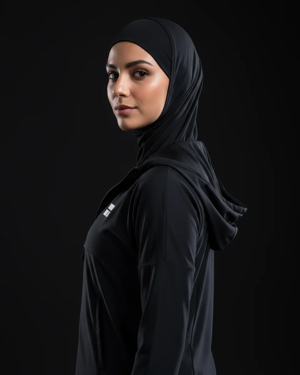 Courts 35% campaign — Womenswear / black headscarf portrait