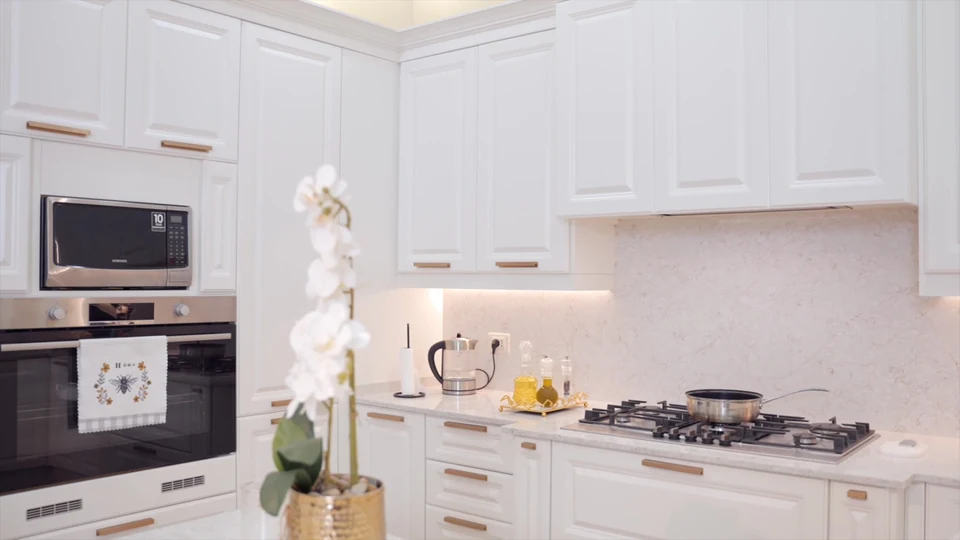 Tahboub Home — White Kitchen, Landscape. Film still at 3.89s.