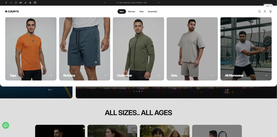 Courts — Menswear navigation