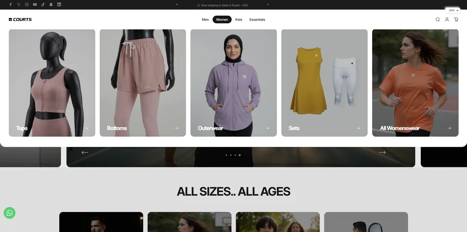 Courts — Womenswear navigation