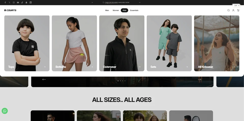 Courts — Kidswear navigation