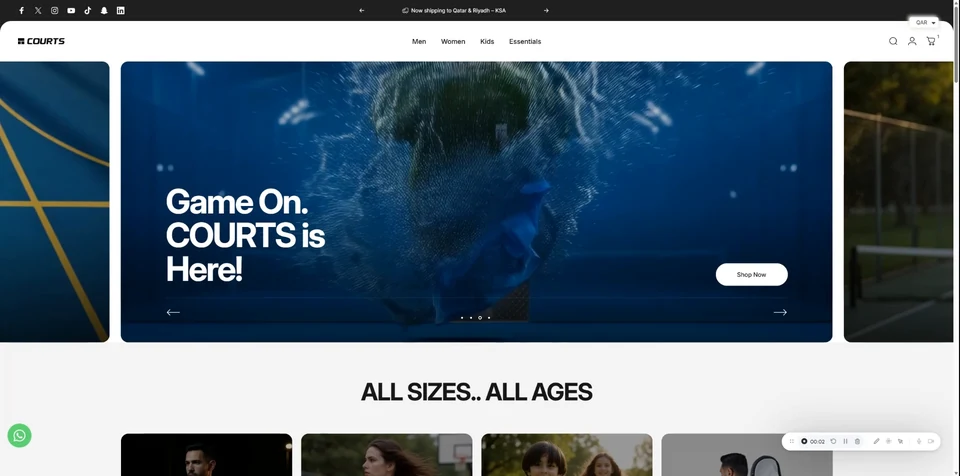 Courts — Desktop Storefront Walkthrough