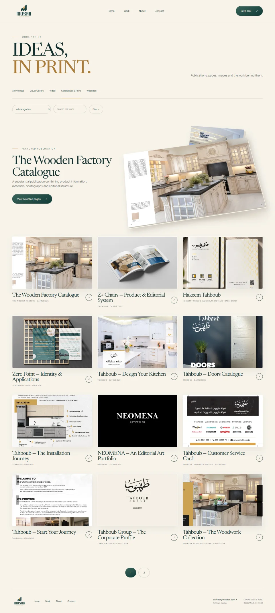 The catalogues and print collection in the MOSAB portfolio.